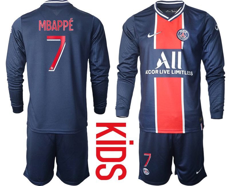 Youth 2020-2021 club Paris St German home long sleeve #7 blue Soccer Jerseys->paris st german jersey->Soccer Club Jersey